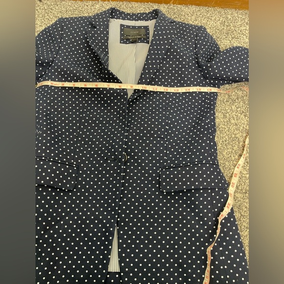 J. Crew Pure Linen Regent Career Blazer in Navy Polka Dots Office Business Sz 00 - Picture 10 of 12